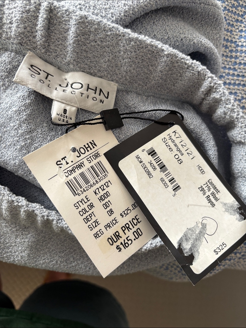 NEW Vintage St John Collection Knit Midi Skirt Size 8 Blue USA Wool - Picture 5 of 6